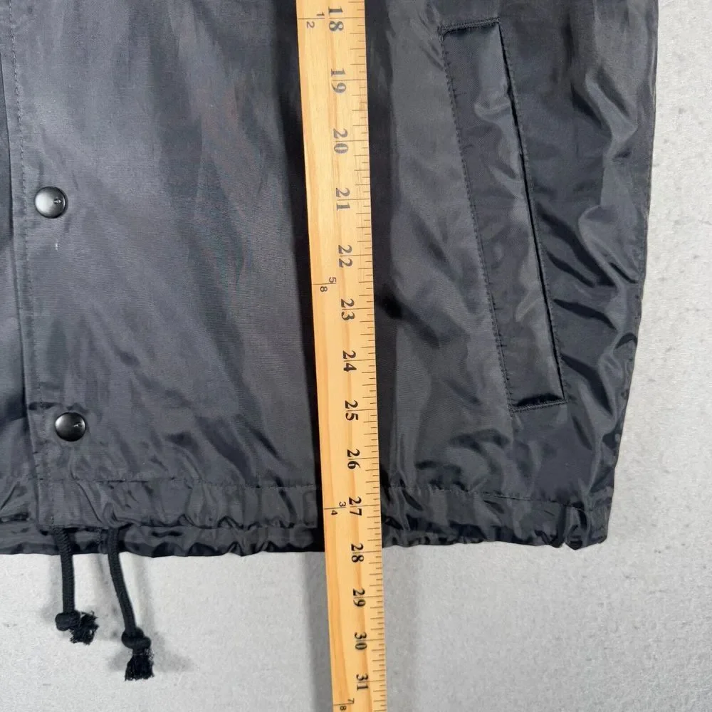 Champion Hooded Windbreaker‎ Jacket Mens Medium Standard Fit Black Fleece Hood